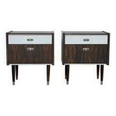 Pair of Vintage 1960s Nightstands — Rosewood & White Formica