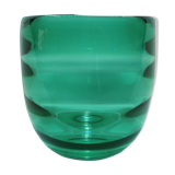 Vase en verre vert signé