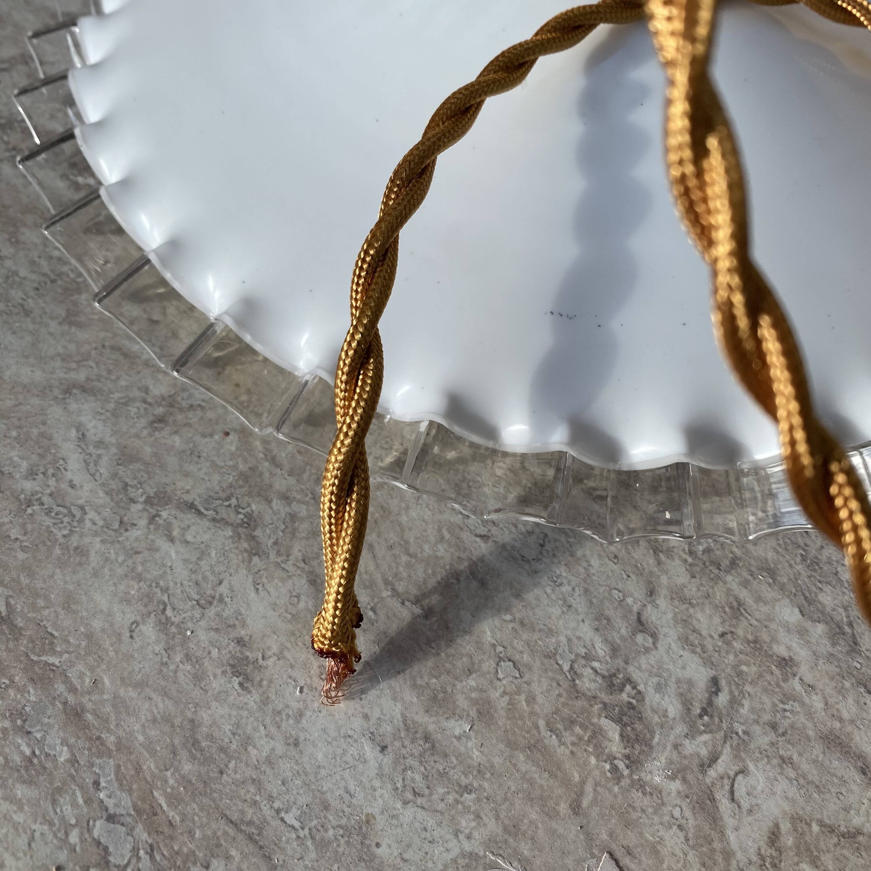 White opaline pendant light with transparent serrated edges