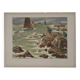 Lithograph by Henri Rivière In the Noroît Wind - The Mosses