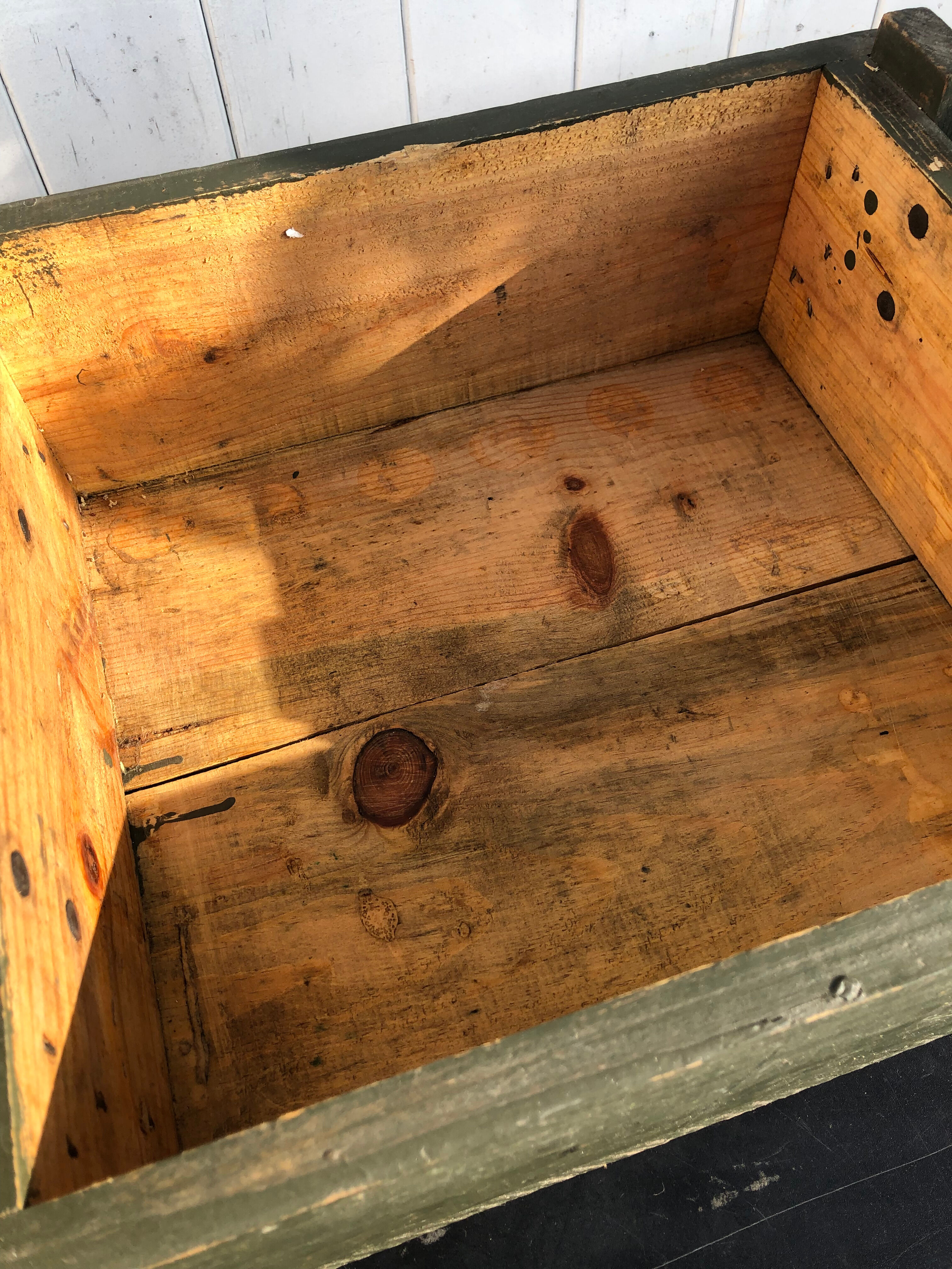 Green wooden chest ammunition box
