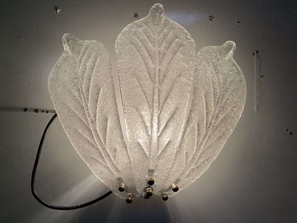 Murano glass leaf sconces, set of 2