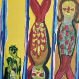 Lithograph, at the little bar, Beaujolais Nouveau, artist's proof, numbered signed, 76 x 55 cm