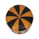 Round Vintage Pouf, Orange and Black Faux Leather (Skai), 1960s
