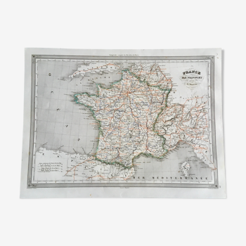 Geographic map 19th numbered FRANCE by Provinces