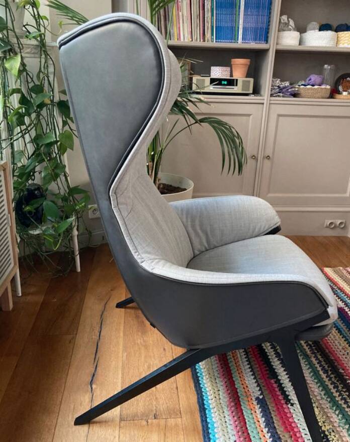 Bicolour armchair P22 Cassina designed by Patrick Norguet