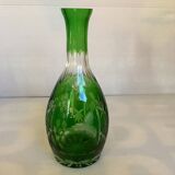 Green cut crystal bottle