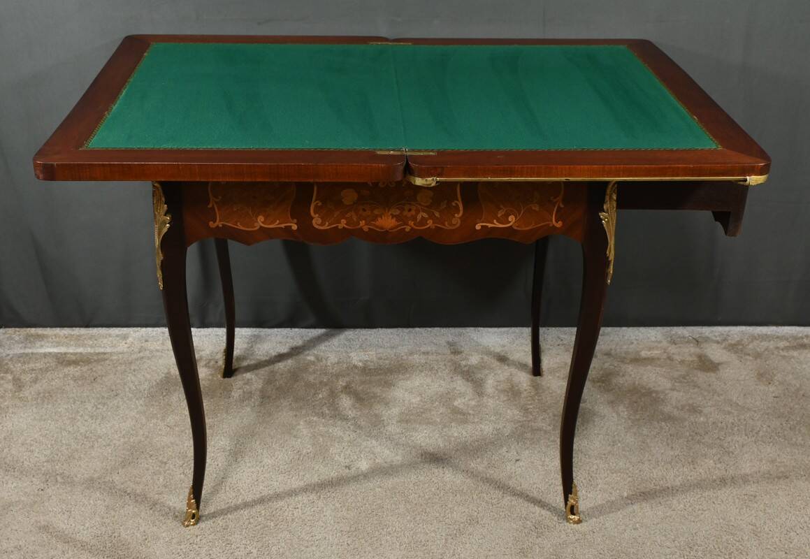 Mahogany Games Table, Louis XV/Louis XVI Transition Style – Late 19th Century