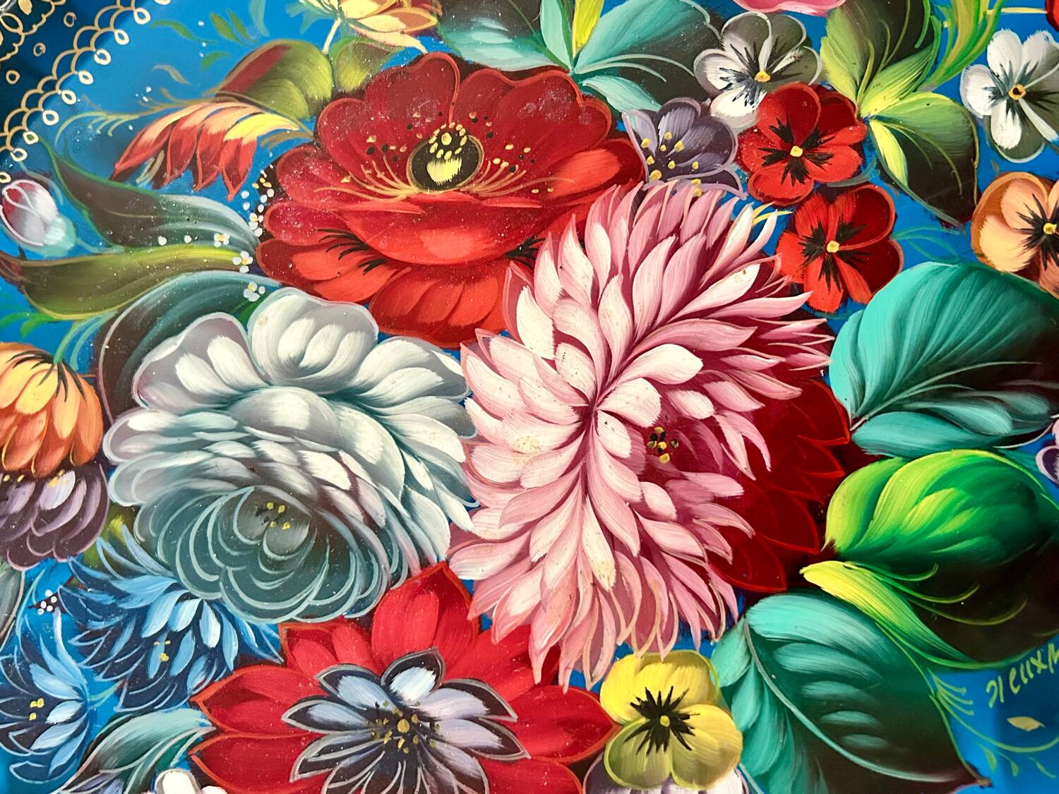 Hand-painted Russian metal tray
