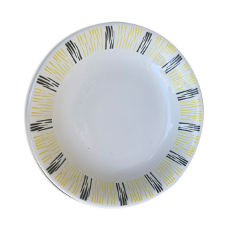 Hollow plate in enamelled ceramic FB number 63 design and vintage pattern