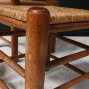 Set of four French ladderback chairs with rush seats – circa 1960