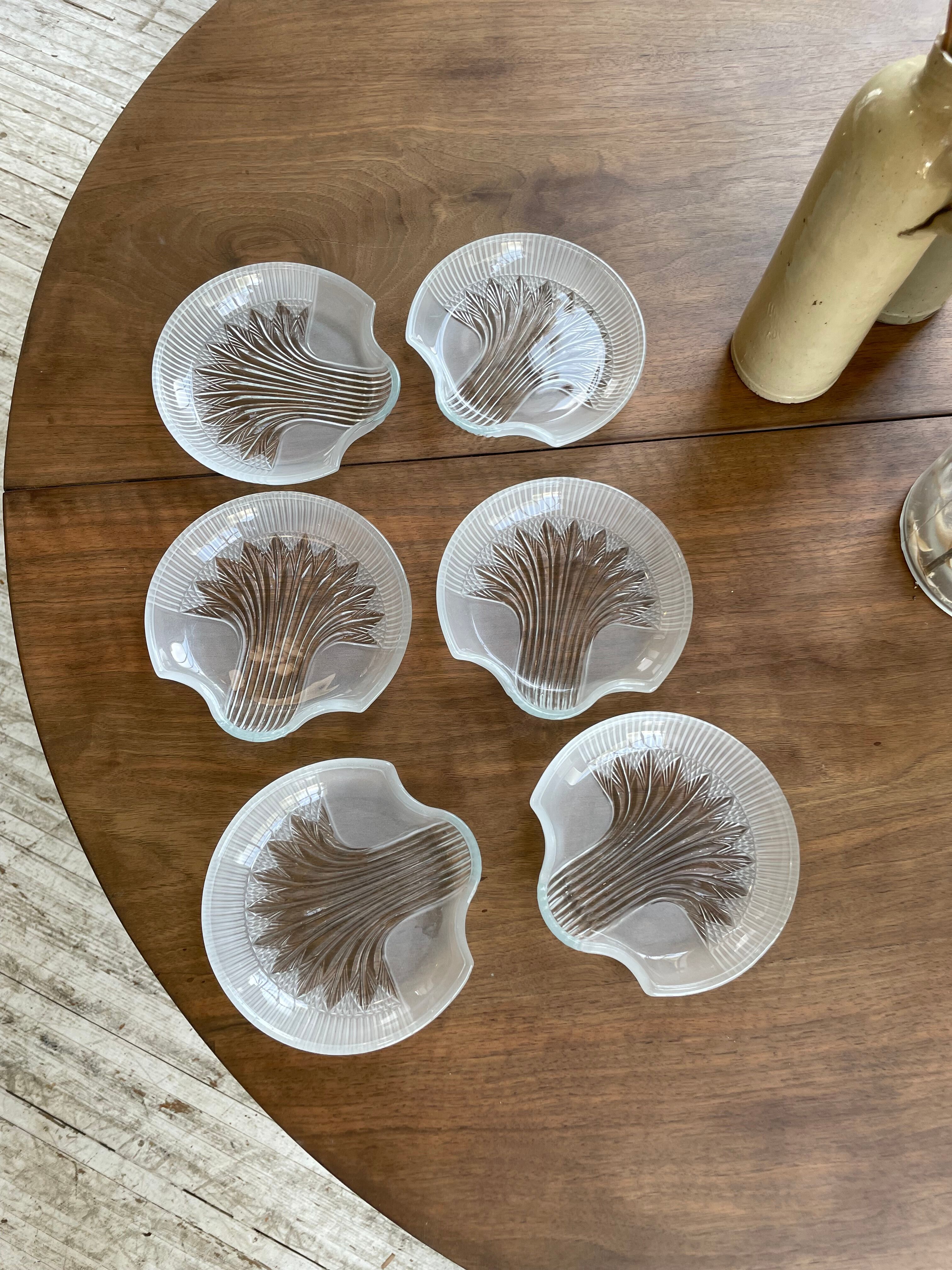 Six ridged glass ramekins