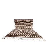 Très grand tapis berbère marocain écru et bordeaux 450x300 cm motif triangl