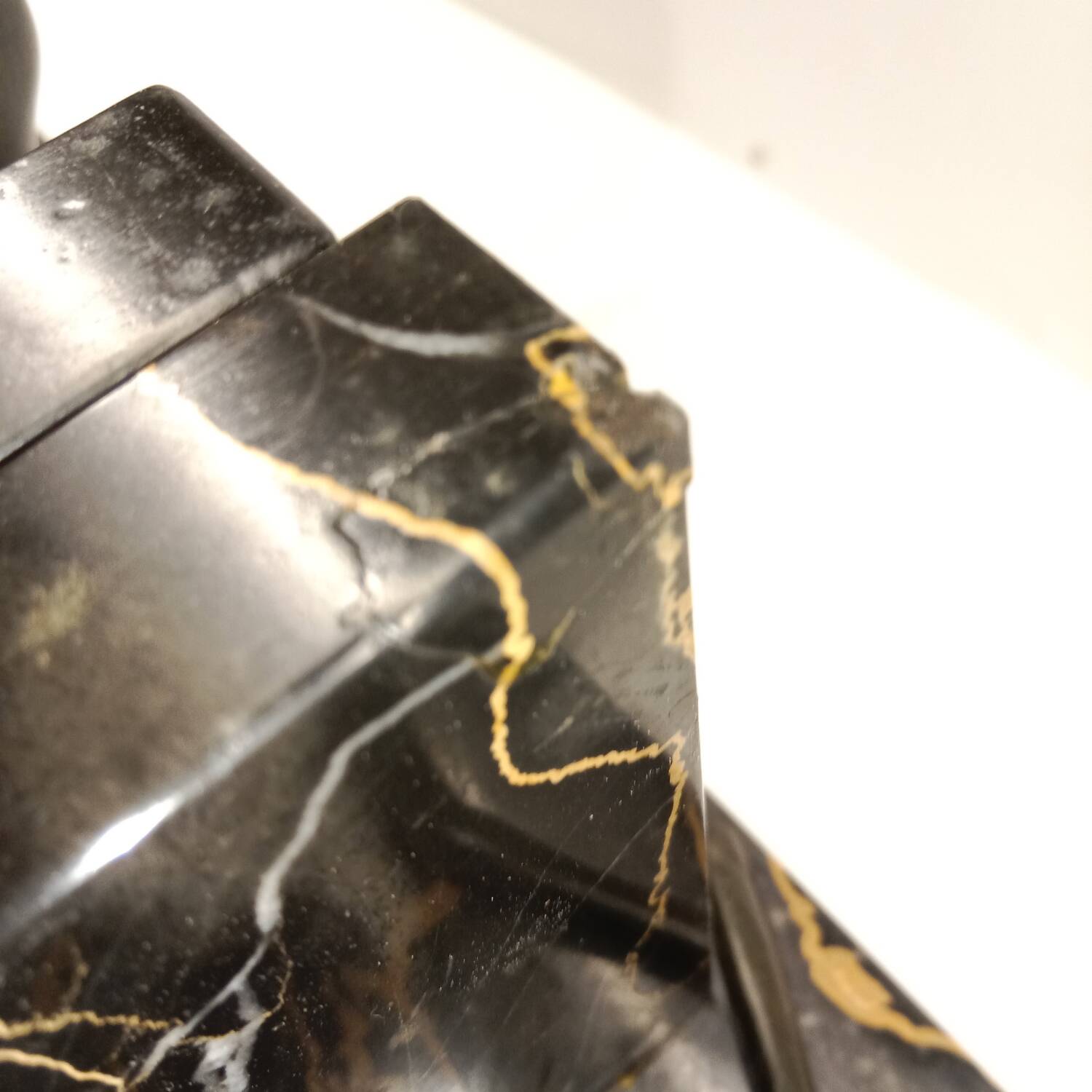 Art Deco Bookends of Doe Lying on Portor Marble