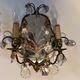 Pair of mirror sconces with two arms of light with gilded brass grapevines, Italy 1960.