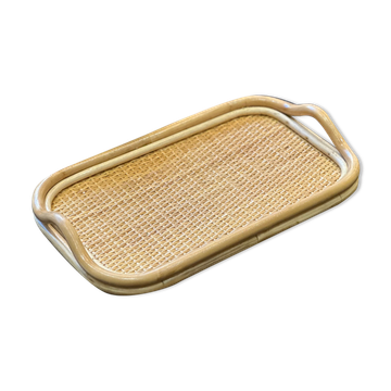 Large rattan and cane tray