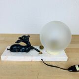 Lampe art déco faon laiton et marbre
