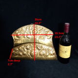 Art nouveau brass wall magazine rack with rose decoration