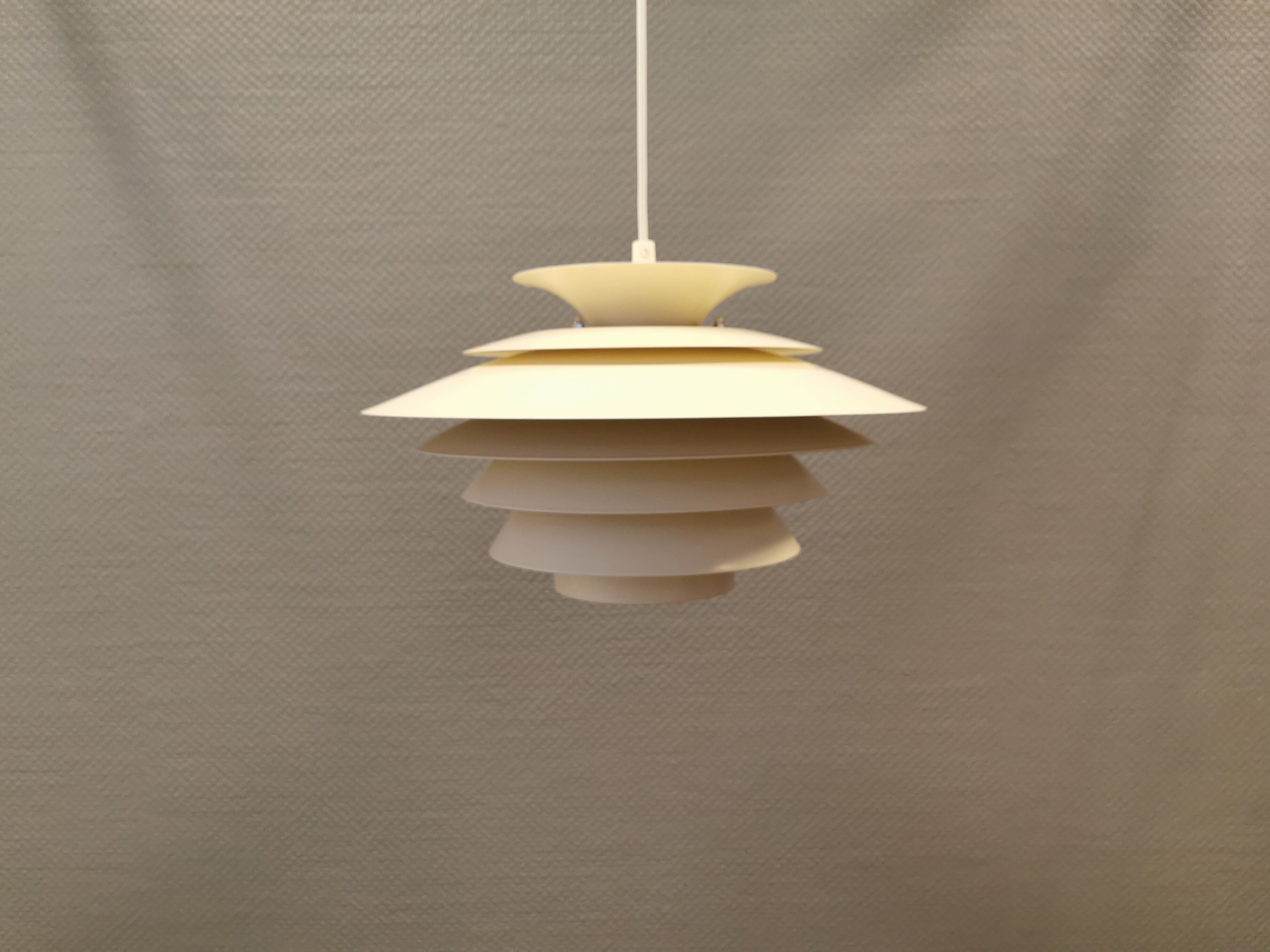 Danish hanging lamp in cracked white colour. produced by Design-Light in the 1980s, model Sofia.
