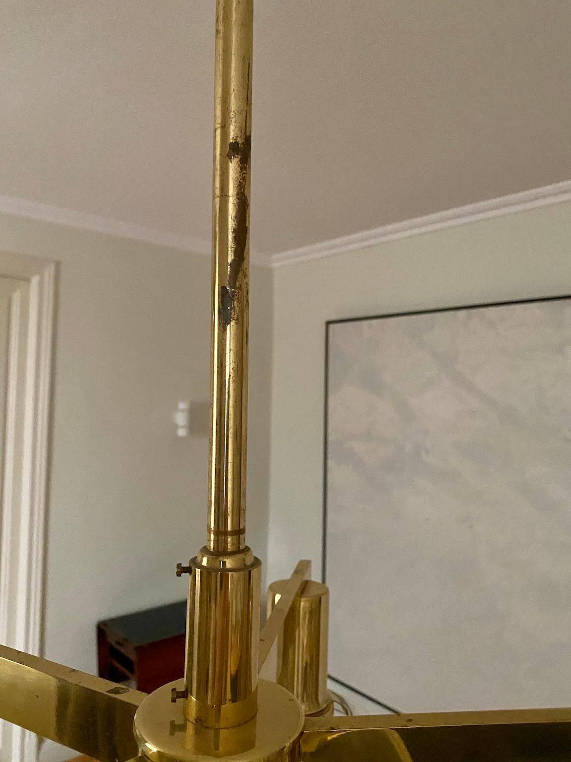 Five-globe brass chandelier by Hans-Agne Jakobsson
