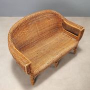 Canapé vintage en osier et bambou, design Italie, années 1950-1960