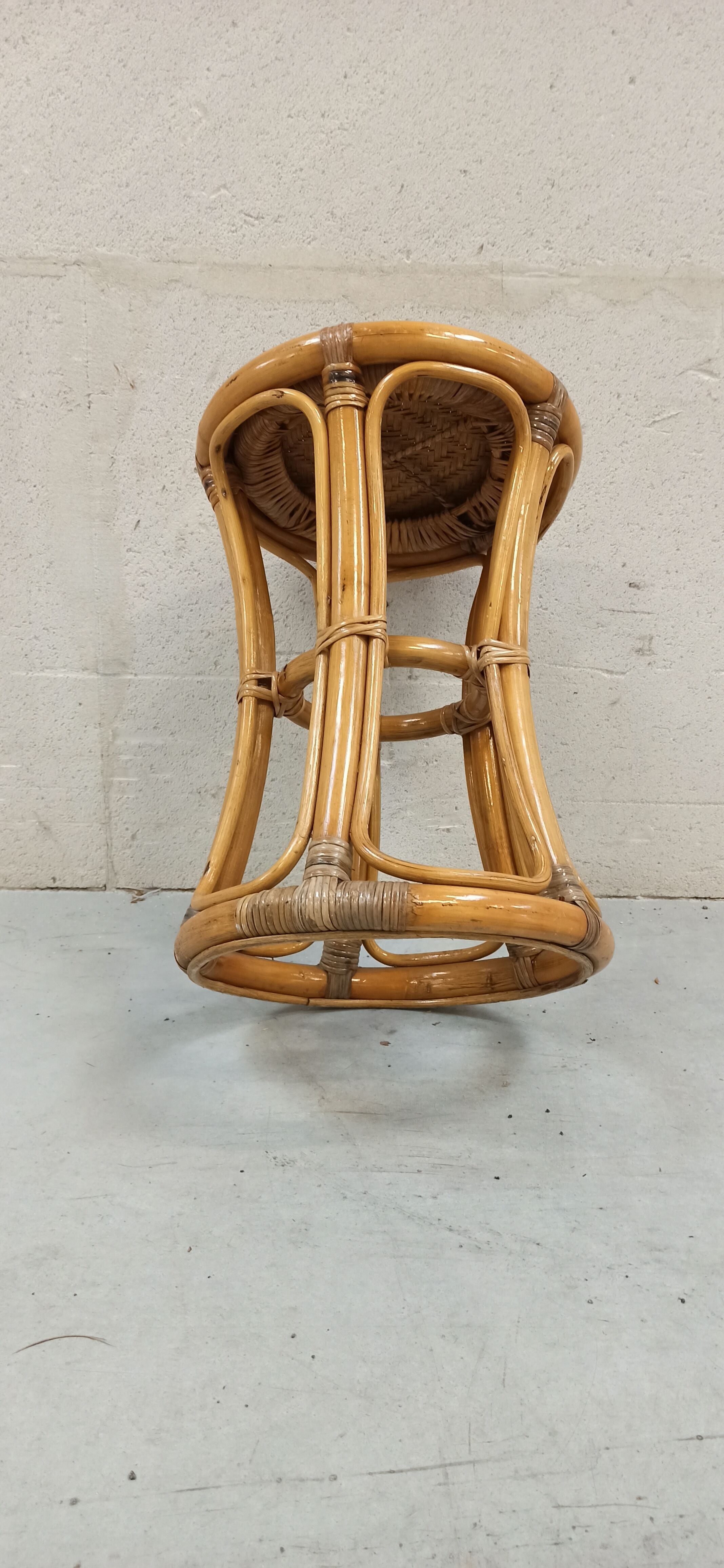 Bamboo and rattan stool, 70's