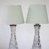 Crystal glass table lamps by Carl Fagerlund for Orrefors, Sweden.