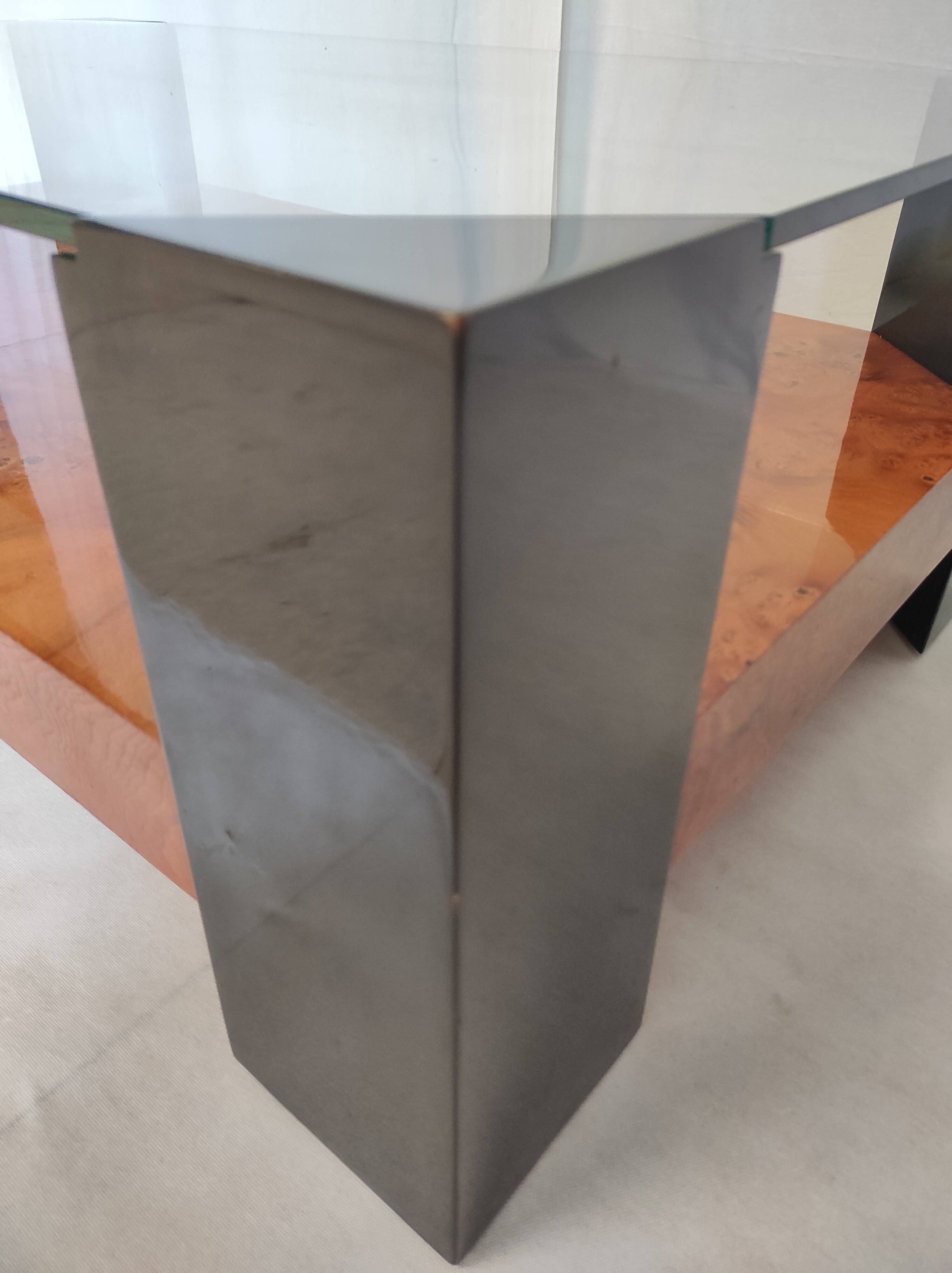 Elm magnifying glass low table circa 1980