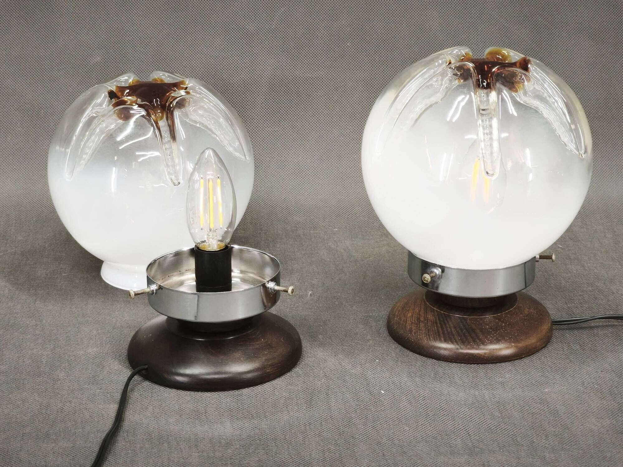 Pair of Murano Glass Table Lamps, Italy, 1950s