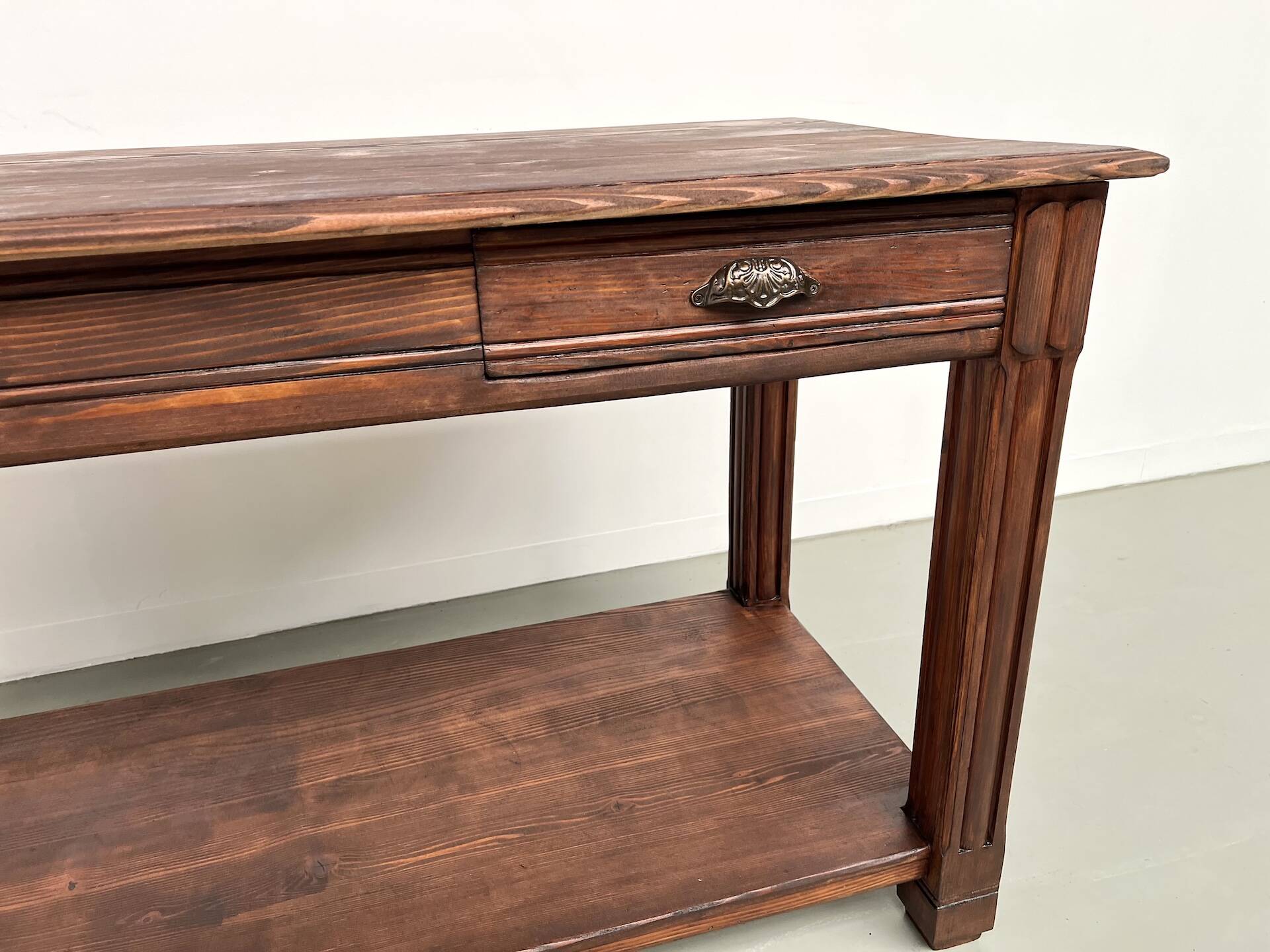 Small pine drapery table from the 1950s