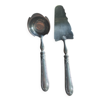 Pair of beautiful vintage ornate silver-plated serving cutlery