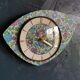 Vintage formica clock asymmetrical silent wall clock "Fleurie bleu violet"