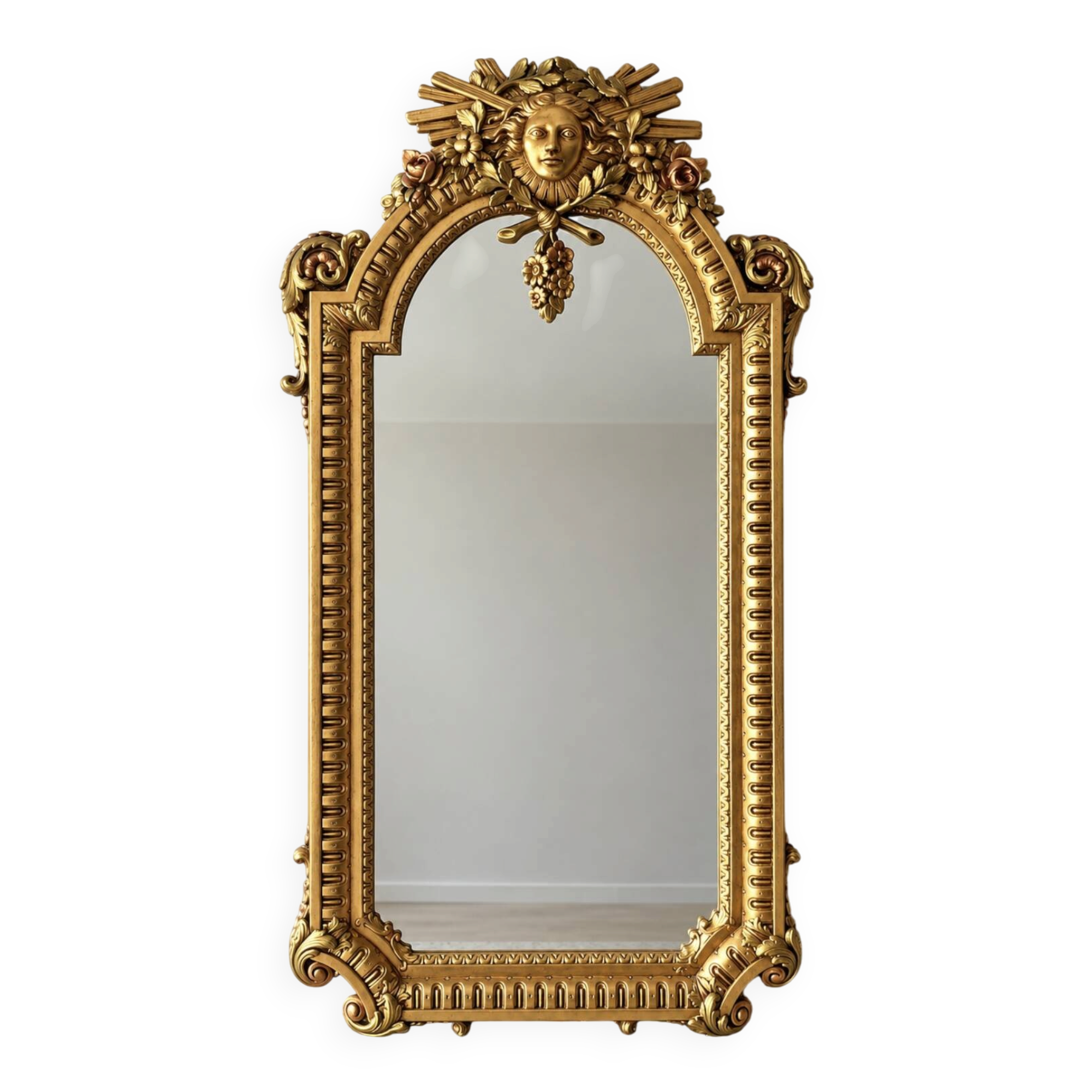 Golden mirror by Vincenzo Fancelli for Franklin Mint, 1986 - 95x53cm