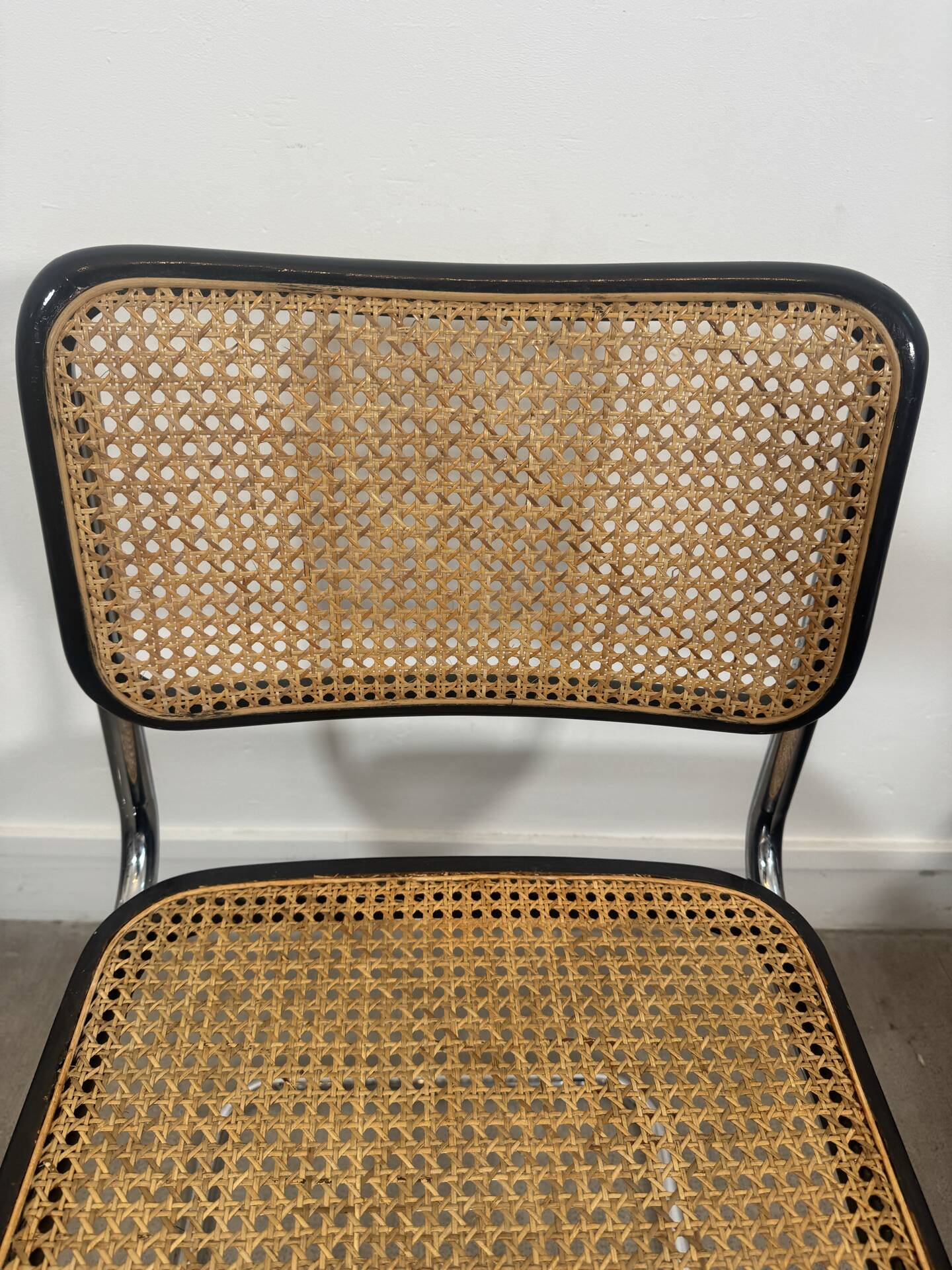 Black Cesca chair by Marcel Breuer B32 made in Italy.