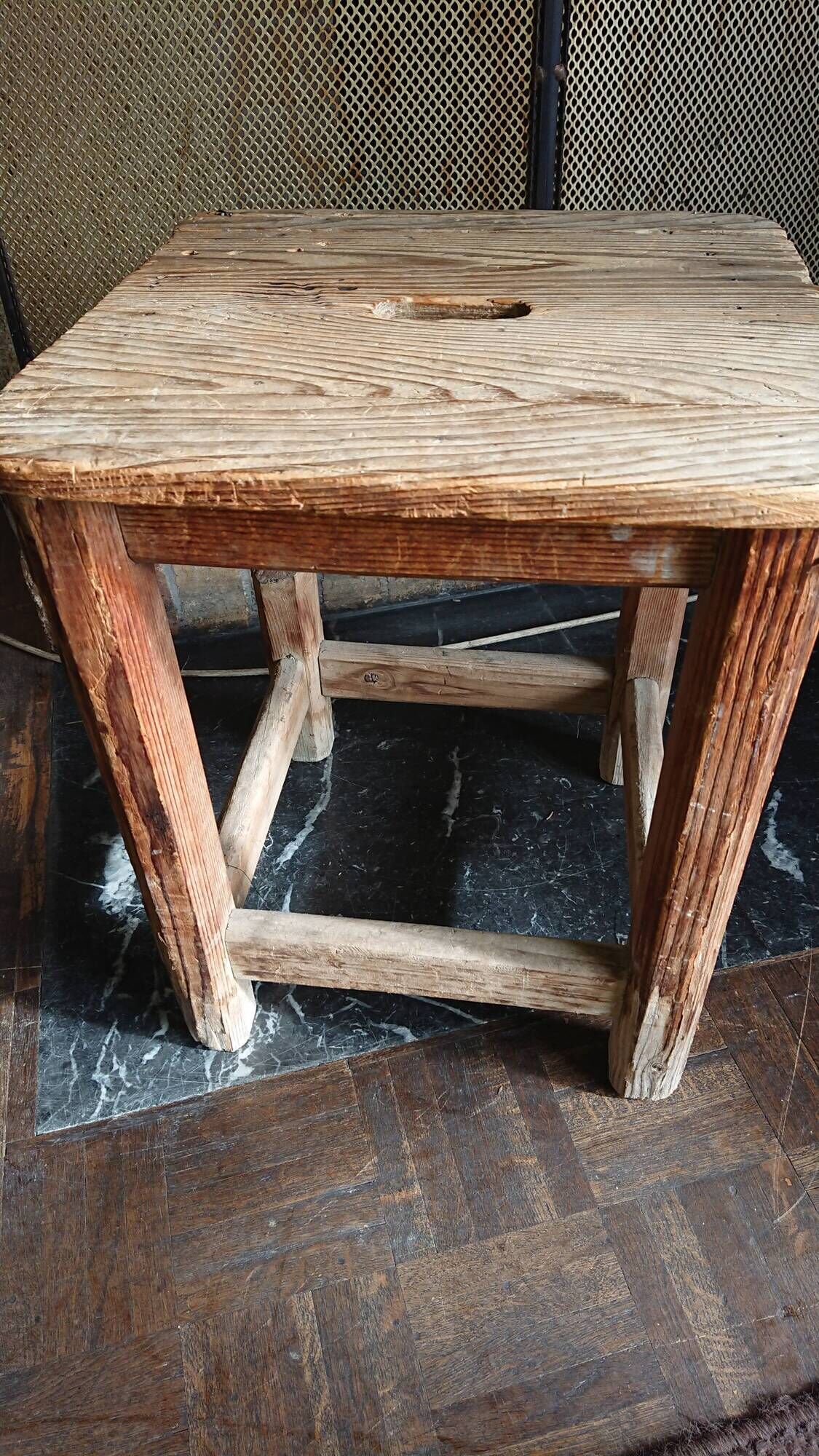 Tabouret wood art populaire provence France 1940/1950 kitchen decoration