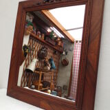 Old rectangular mirror frame wood décor cocarde