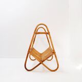 Vintage rattan magazine rack, Netherlands, 1960s