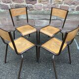 set of 4 industrial school chairs vintage school communities