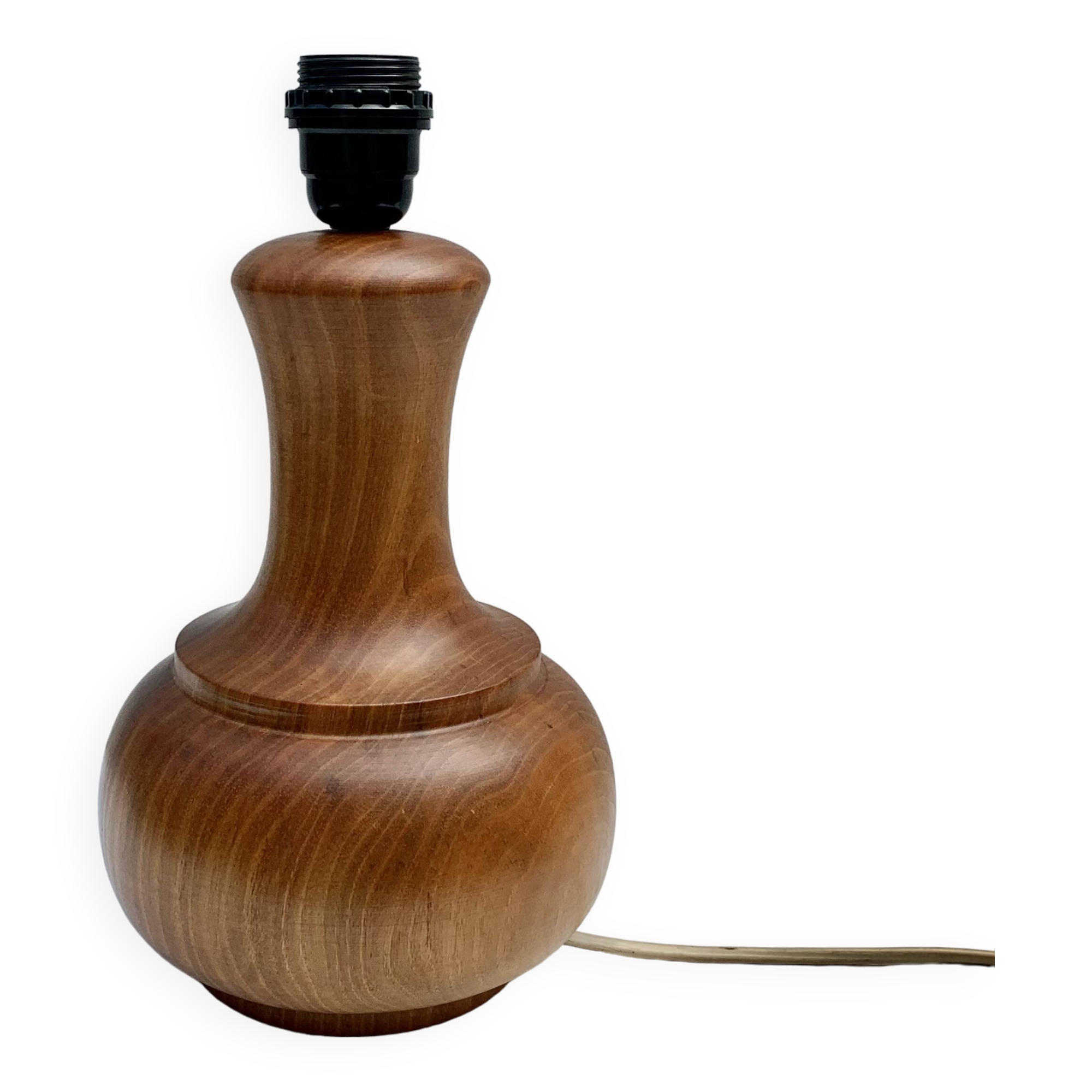 Vintage turned wood lamp base, 1970