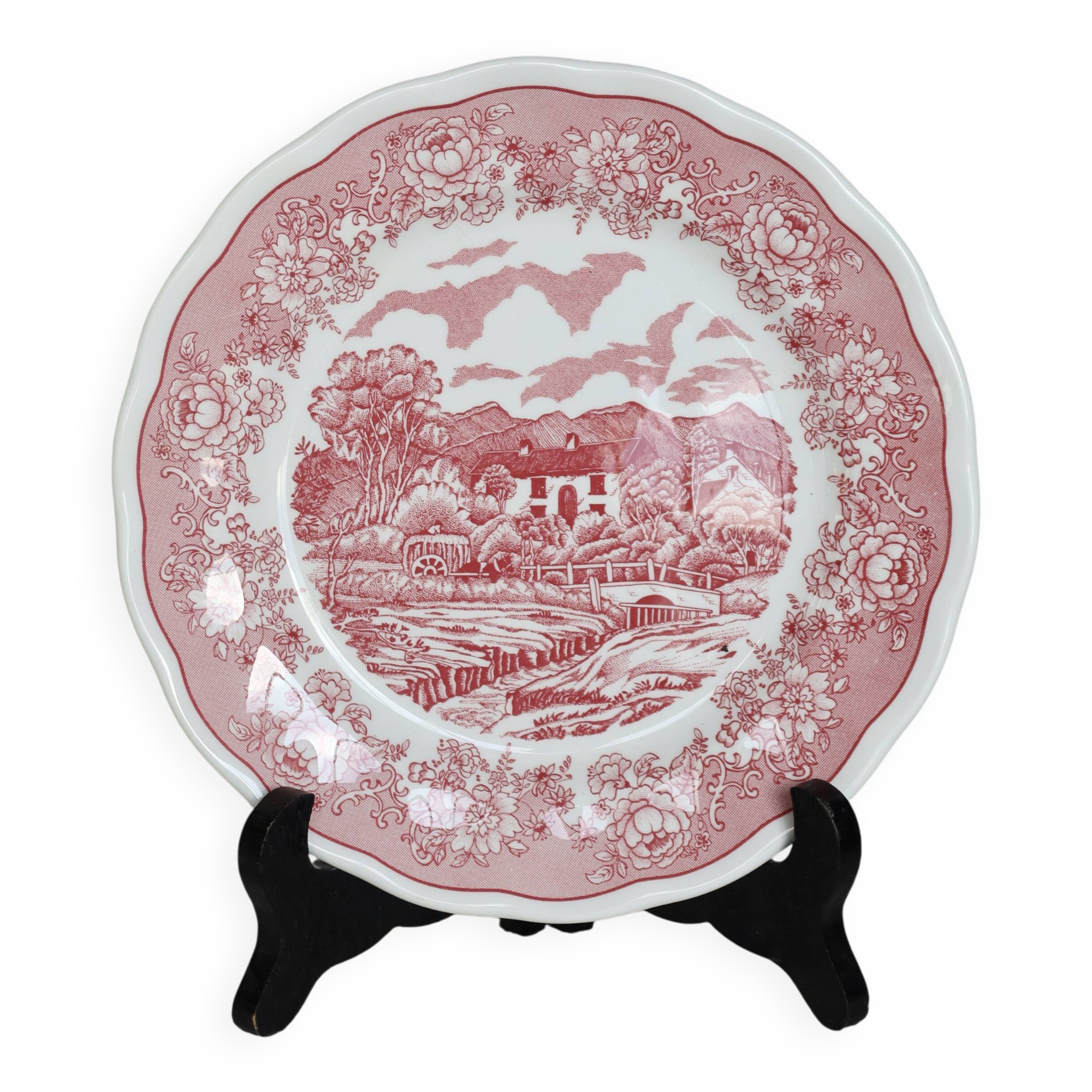 Vintage dessert plate N. Fontebasso – Red country decor