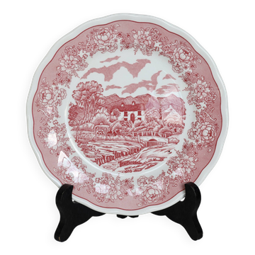 Assiette à dessert vintage N. Fontebasso – Décor campagne rouge