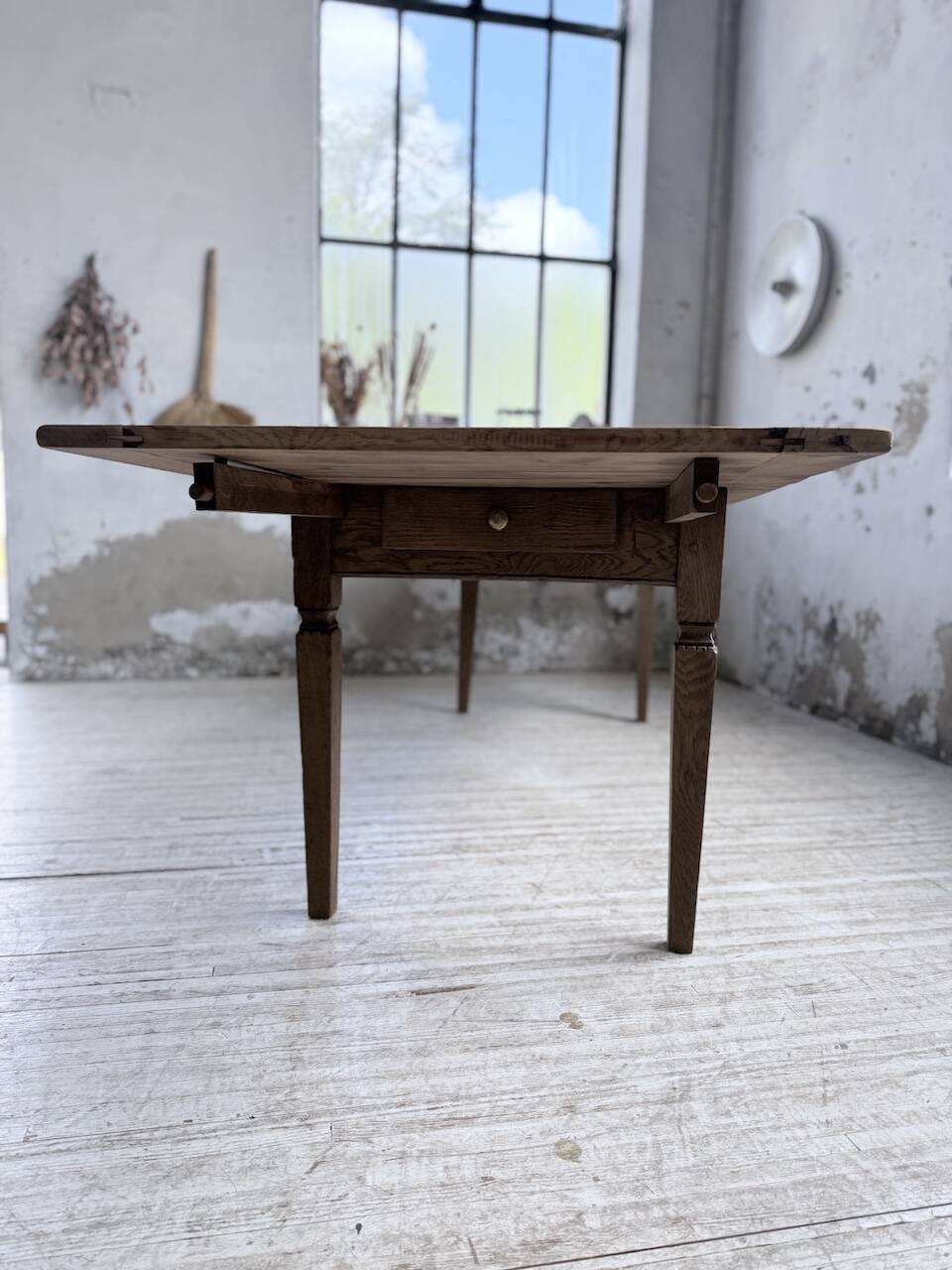 Solid oak farmhouse table with extensions (190-280cm) 1950