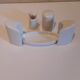 Set salt shaker, pepper tree and covered ceramic pot on small tray