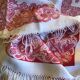 Red and white square sheet 140x140 and 6 towels