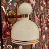 Large glass and metal wall light Scandinavian design 1960.