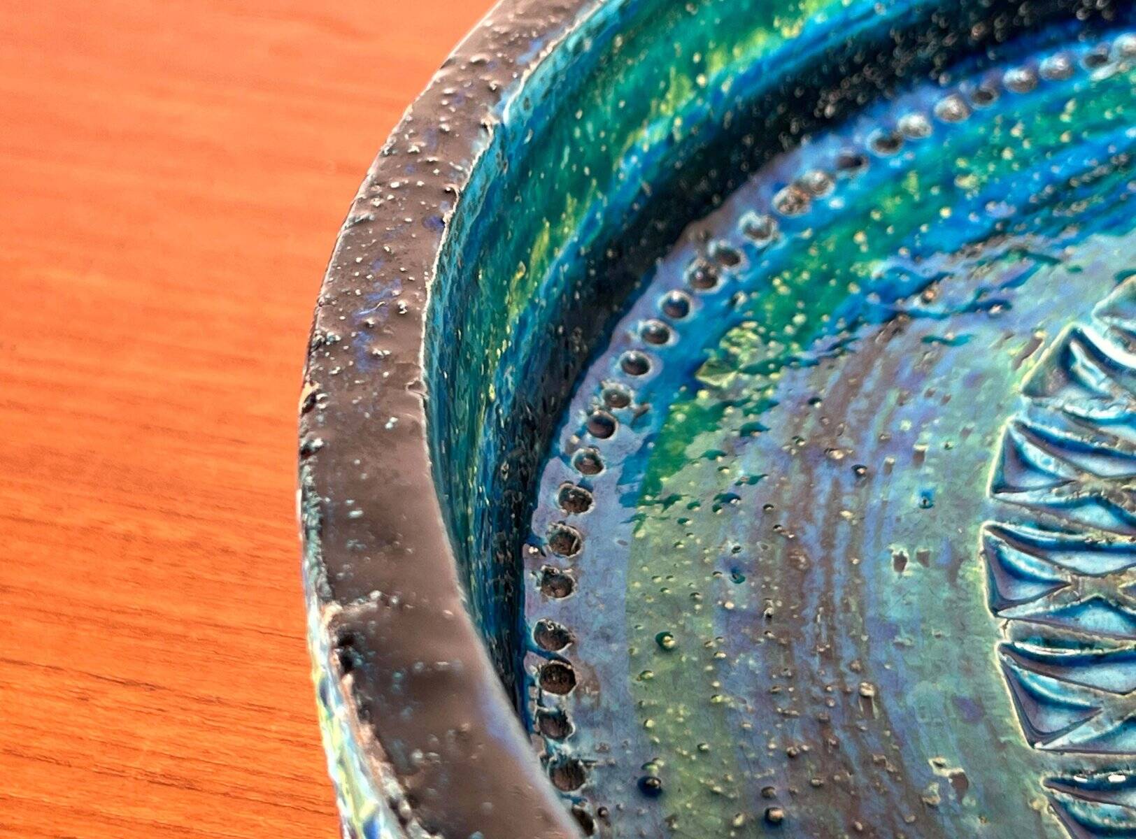 Large Mid-Century Modern Rimini Blu Pottery Bowl by Aldo Londi for Bitossi, Italy, 1960s
