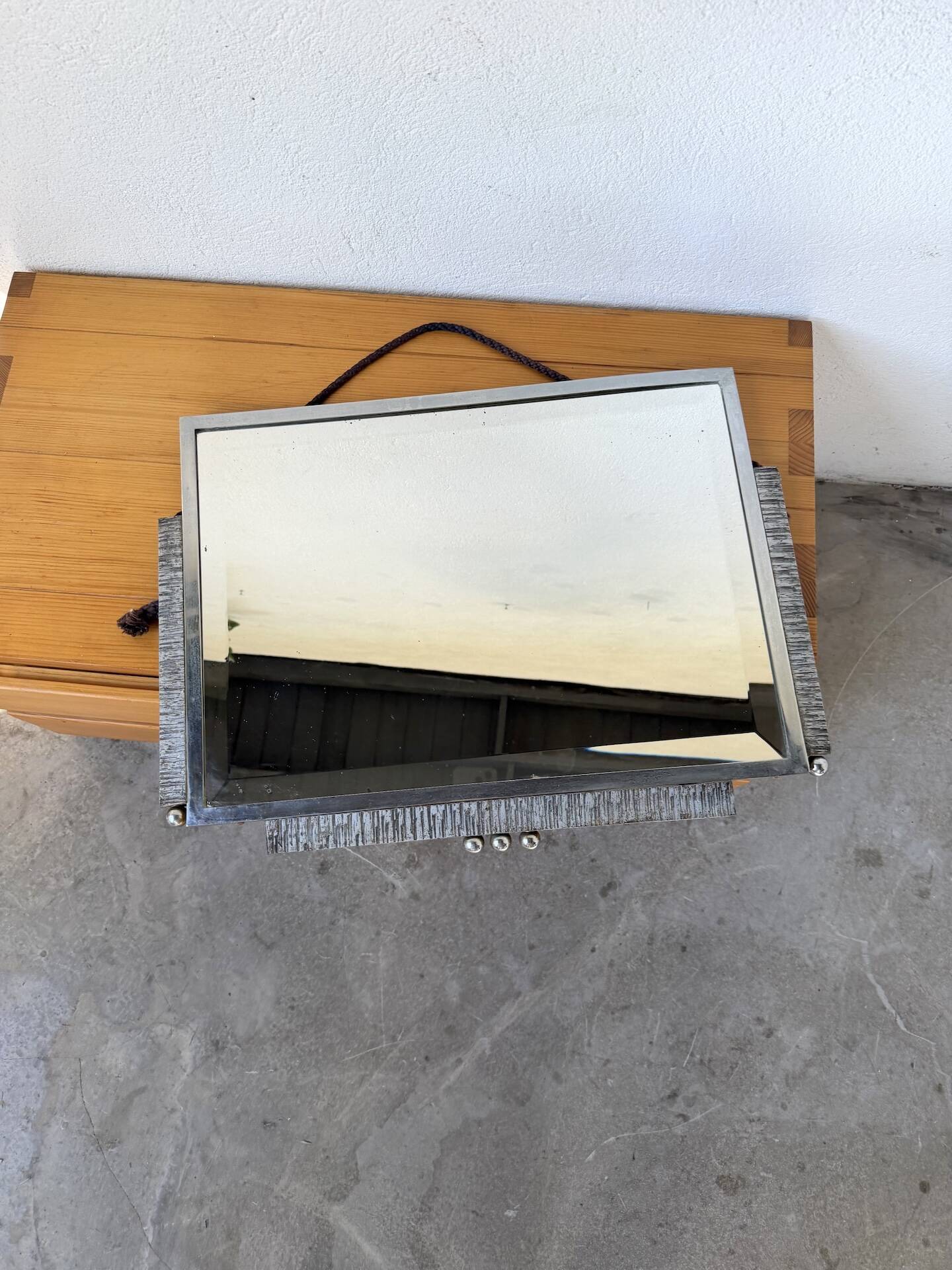 Art Deco silver-plated metal mirror 1930