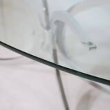 Coffee Table Chrome Spider Legs and Glass 1970s Italy