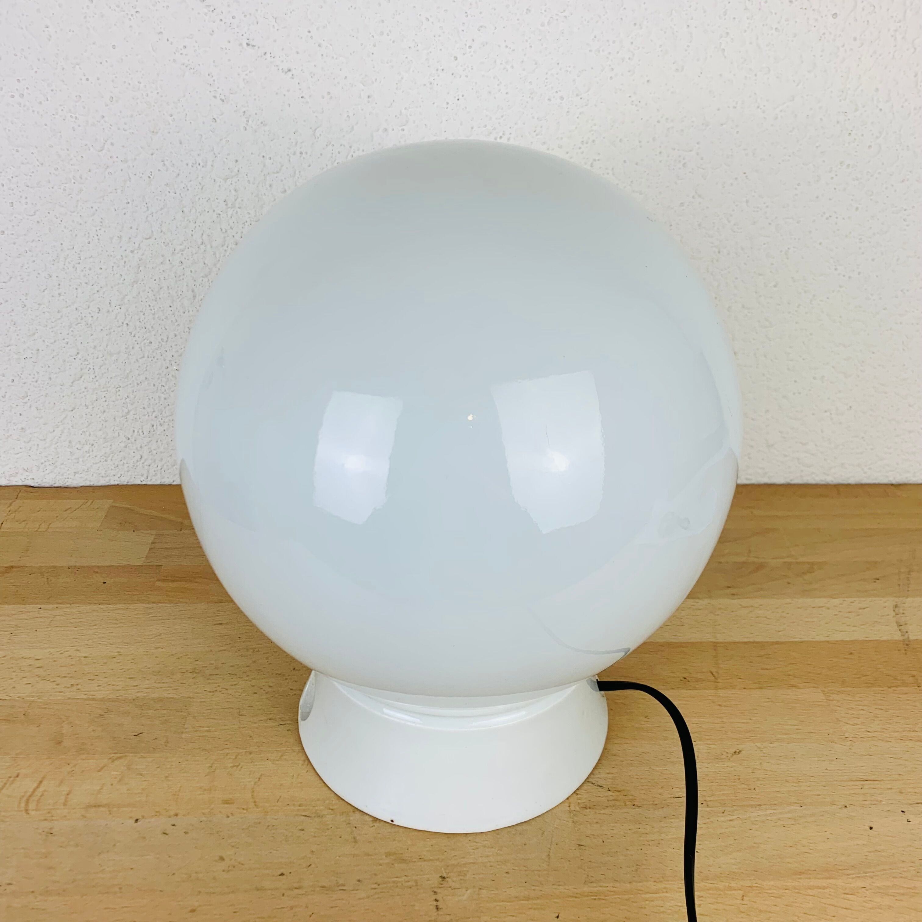 Lamp opaline globe and ceramic wall or ceiling lamp