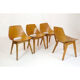 Set of 4 barrel chairs, wooden base, Pierre Guariche, Steiner, 1950s.